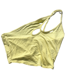 pac cares Yellow One-Shoulder asymmetrical cropped Tank Top
